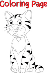 Happy cat coloring book page for kids. animal coloring book