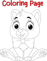 Cute cat coloring book page for kids. animal coloring book