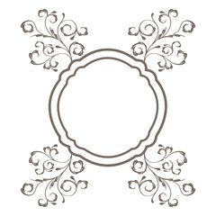 Elegant Floral Frame: A circular frame, adorned with intricate floral swirls, exudes timeless elegance and refinement, perfect for showcasing special moments, messages, or designs.