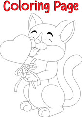 Happy cat coloring book page for kids. animal coloring book