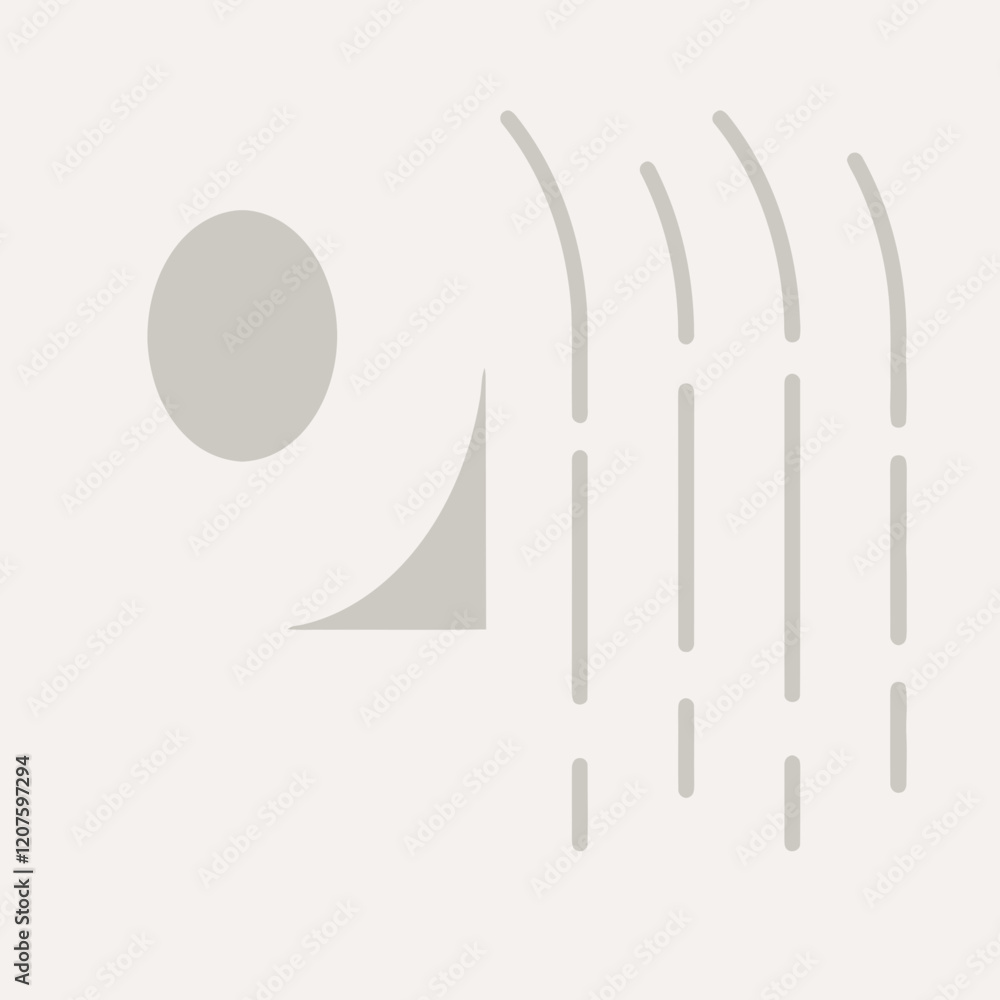 Aufkleber abstract minimalist composition: a grayscale abstract image featuring simple geometric shapes—a circ