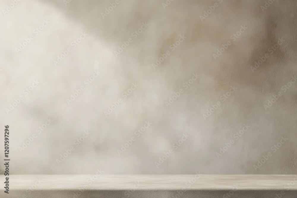 Poster minimalist soft gray smoke swirls gently above a smooth beige surface, creating a serene and sophist