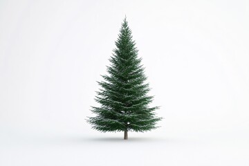 Fototapeta premium Serene Winter Tree Snow Covered Evergreen Isolated on White Background