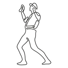 One-Line Baseball Pitcher: A continuous line drawing depicts a baseball pitcher in mid-throw, capturing the dynamic movement and athleticism of the sport.