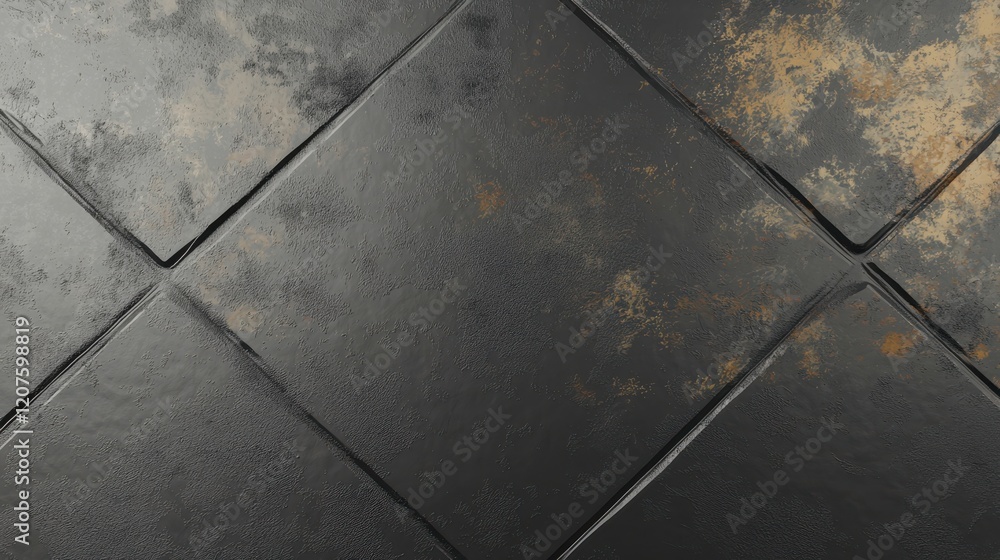 Poster textured metal background with rivets and rugged appearance, showcasing dark surface with subtle var
