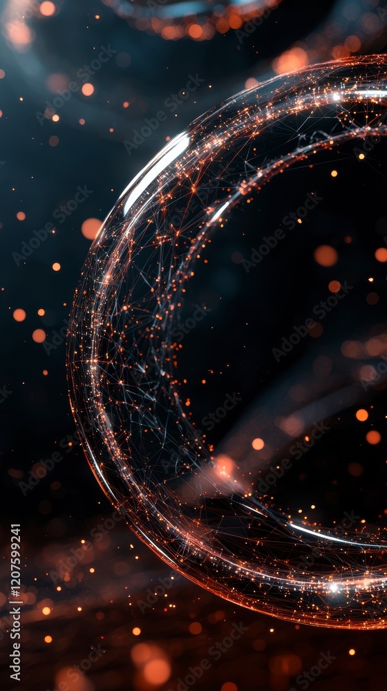 Aufkleber futuristic abstract sphere network technology ai data connections