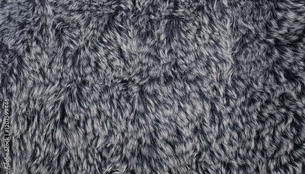 Poster close-up of soft dark gray faux fur texture with dynamic patterns for background design, textiles, i