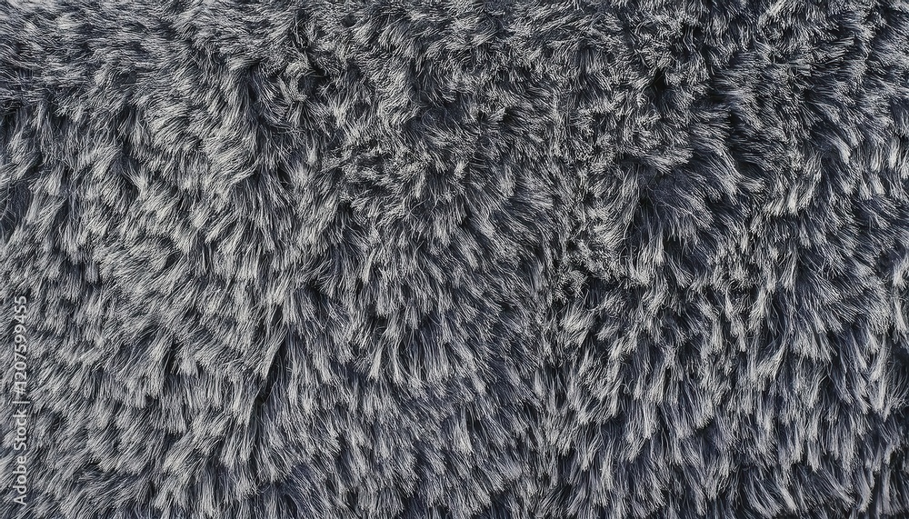 Poster close-up of soft dark gray faux fur texture with dynamic patterns for background design, textiles, i