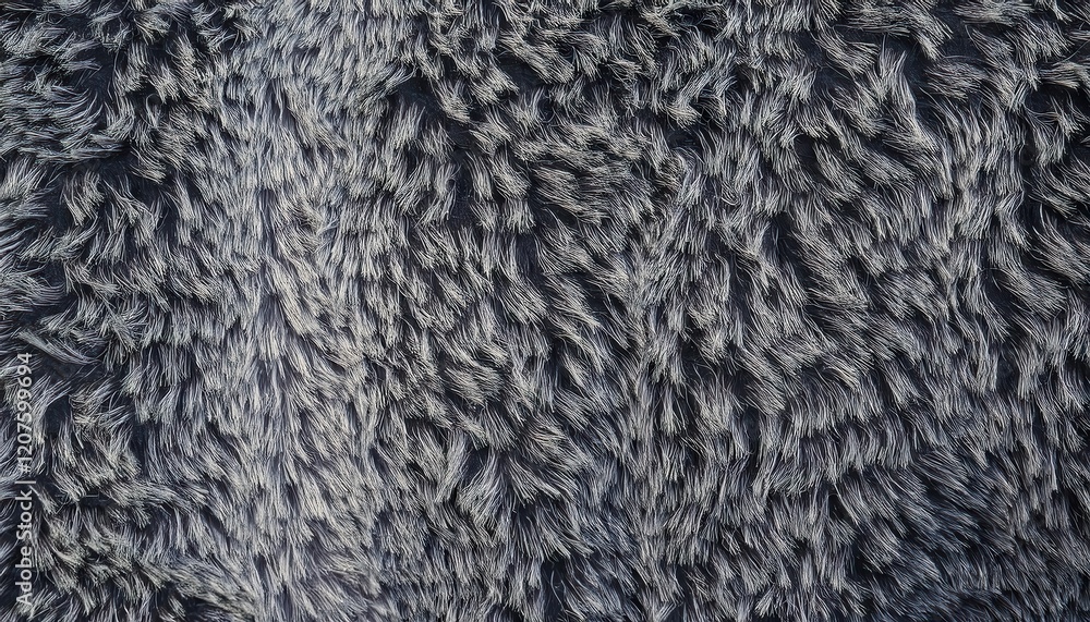 Poster close-up of soft dark gray faux fur texture with dynamic patterns for background design, textiles, i