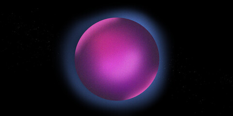 pink and purple, abstract, grainy, sphere planet on black background 