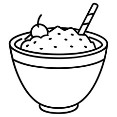 Vector Line Art Smoothie Bowl Illustration