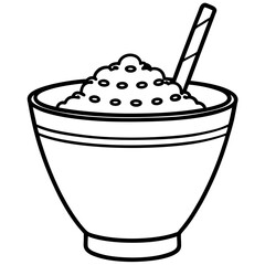 Vector Line Art Smoothie Bowl Illustration