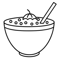 Vector Line Art Smoothie Bowl Illustration