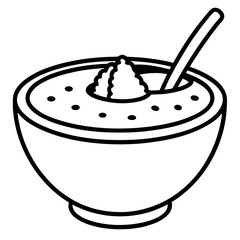 Vector Line Art Smoothie Bowl Illustration
