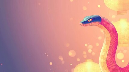 Fototapeta premium chinese new year poster. Snake zodiac. flat art style 