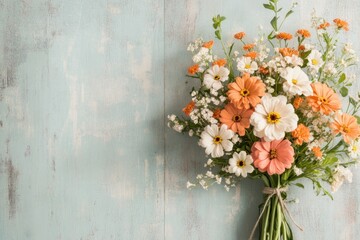 A colorful zinnia flower wreath hanging on a rustic wooden door, perfect for summer dÃ©cor