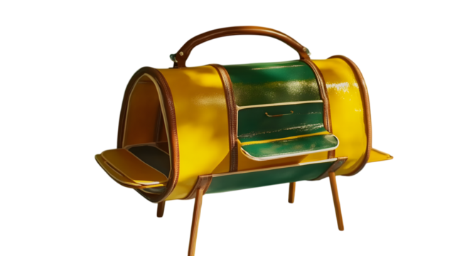 A portable electric grill with a compact design and removable plates, displayed in the center of a transparent background to highlight its versatility and practicality 