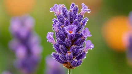 Fototapeta premium Dew-Kissed Lavender: A Close-Up of Nature's Beauty