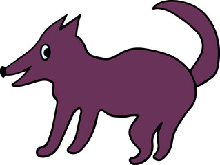 smiling purple dog standing and looking back