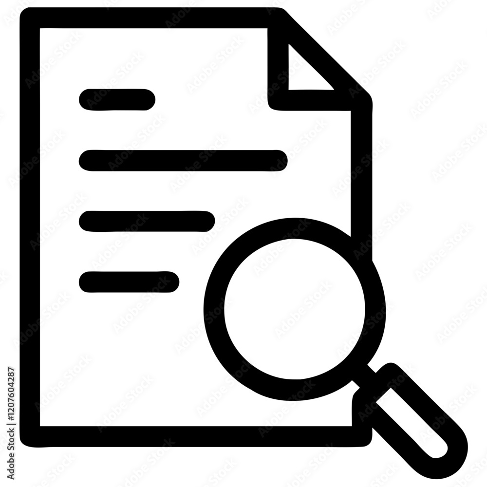 Aufkleber audit and analytics icon representing information search and analysis in business and marketing