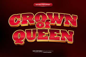 Red Gold Crown of Queen 3D Editable Text Effect