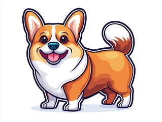 Cheerful corgi illustration with happy expression, showcasing its playful nature and vibrant colors. This adorable dog is perfect for pet lovers and art enthusiasts