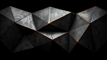 Abstract image featuring dark geometric shapes with orange light accents on a black background. Modern design with a futuristic and digital feel.