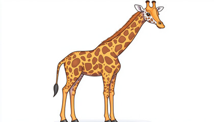 Obraz premium curious giraffe illustration featuring tall animal with distinctive spots and long neck, standing against plain background