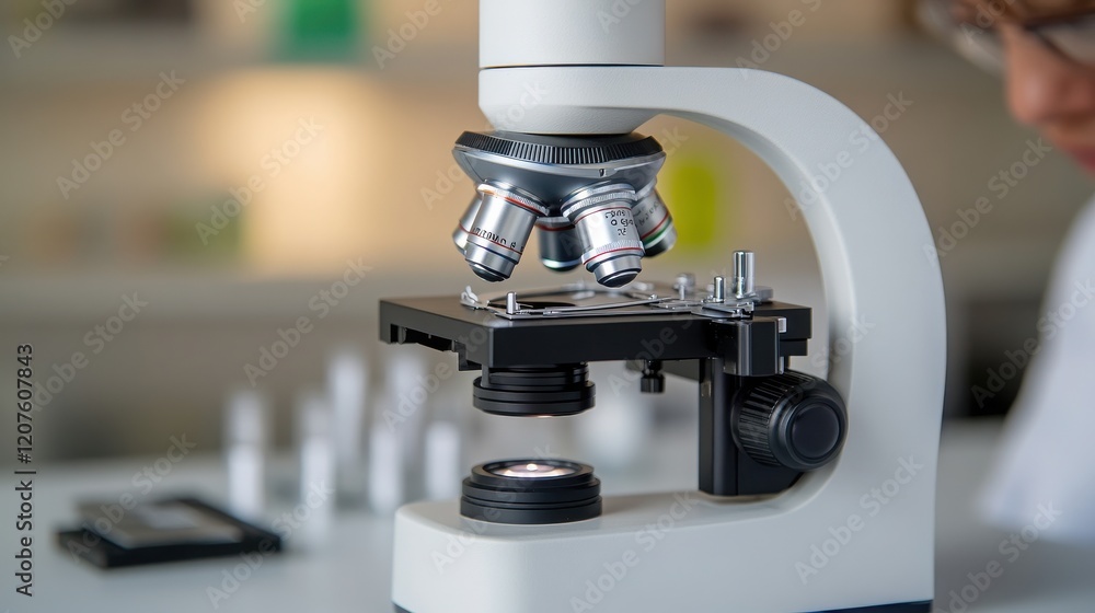 Aufkleber a close-up view of a microscope in a laboratory setting, showcasing its intricate design and technol