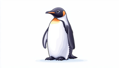 Fototapeta premium graceful penguin illustration showcasing wild animal with distinctive black and white feathers, orange accents, and charming stance