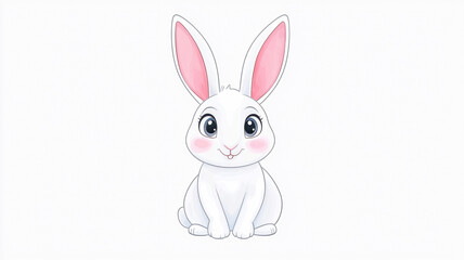 Fototapeta premium happy rabbit illustration with large ears and bright eyes, showcasing cute expression. This charming character is perfect for children themes and playful designs