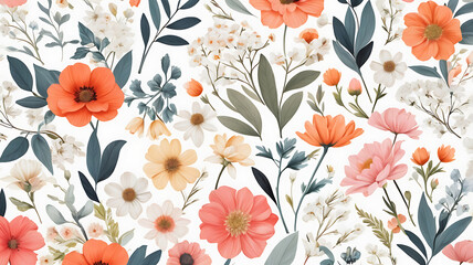 Festive seasonal soft fabric patterns spring floral and leaves to winter motifs design.