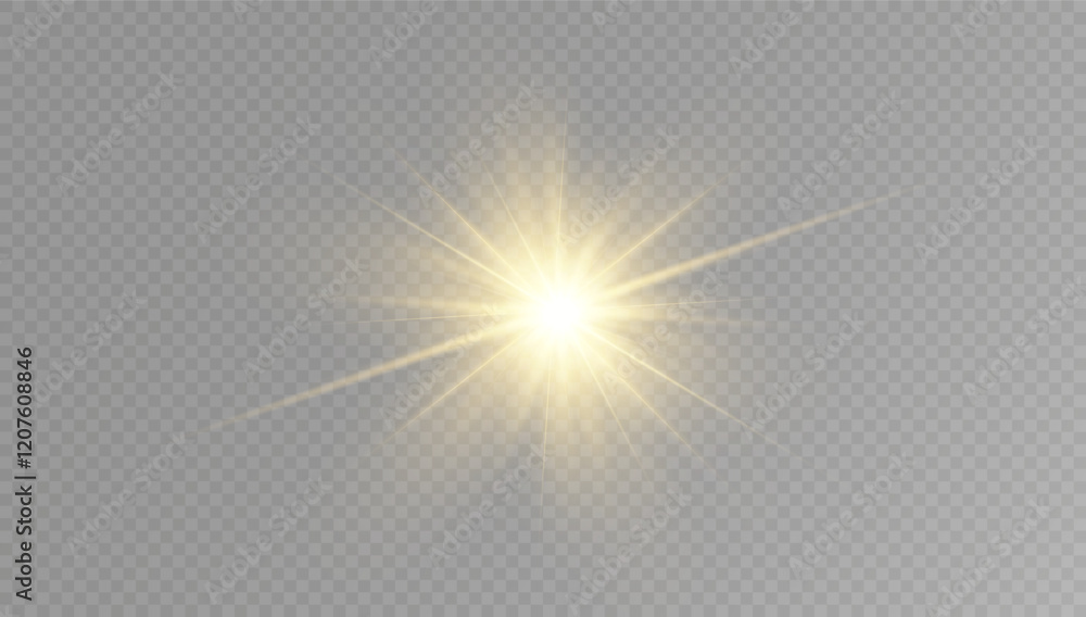 Aufkleber light effect on a transparent background. special lens flare effect. bright beam of light.yellow lig