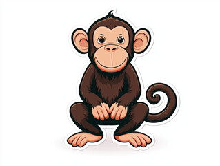 Obraz premium playful monkey illustration with cheerful expression, sitting with curled tail. This cute animal design is perfect for children themes and playful graphics