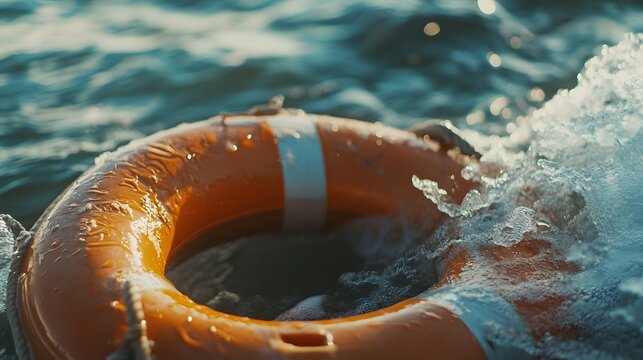 Durable Life Buoy in Choppy Ocean Waves / 荒れた海の波の中の丈夫な救命浮輪