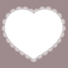 ハート型の白いレースの背景素材　メッセージカード