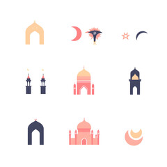 Obraz premium A set of icons a minimalist ramadhan and Eid_Al-Fitr
