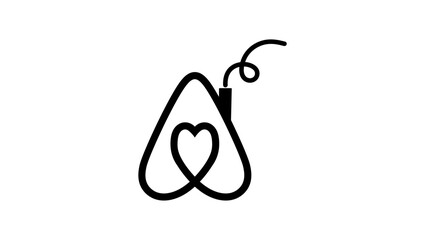 heart in house, black isolated silhouette