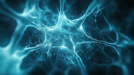 Fototapeta premium Abstract Neural Network: A mesmerizing visualization of interconnected nodes, simulating the complex beauty of a neural network. 