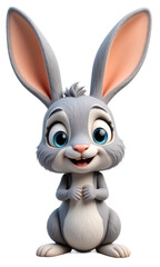 Obraz premium Gray rabbit with blue eyes on transparent background