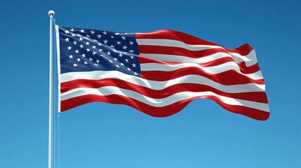 American Flag Waving in the Sky