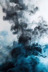 Fluid, smoke-like textures blend in shades of silver, blue, and gray, creating a sleek abstract background with ample space for creative text overlay, perfect for various projects