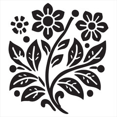 black and white floral elements