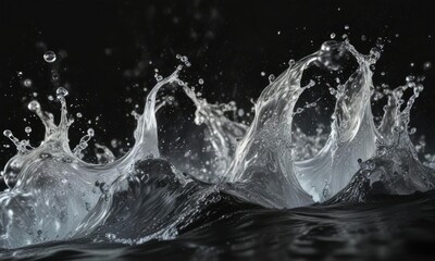 Boiling water with air bubbles on a black background, with a slow motion effect, air bubbles, hot water