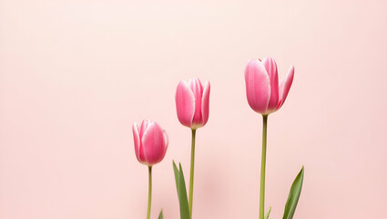 Title: Delicate Solitary Pink Tulips with Soft Velvety Petals


