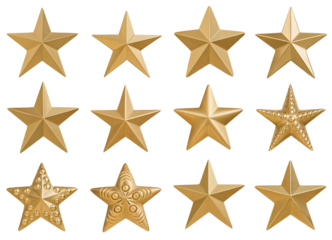 Elegant Golden Star-Shaped Objects in Symmetrical Arrangement