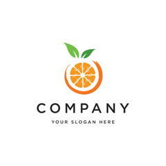 Orange fruit juice logo template design. Logo for business, juice, orange fruit shop.