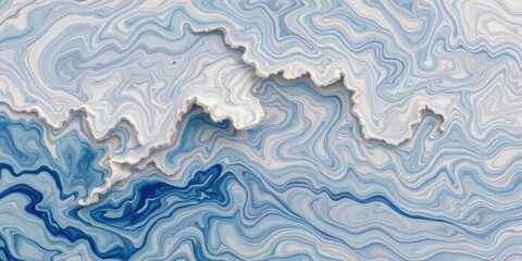Billowing cloud of fluid with blue color swirling in dynamic patterns, flowing, wave