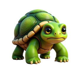 Fototapeta premium Green turtle with yellow accents transparent background