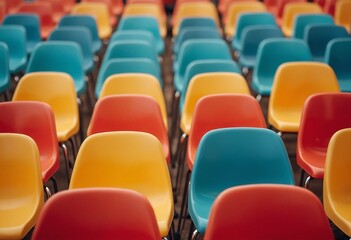 Fototapeta premium Rows of colorful chairs